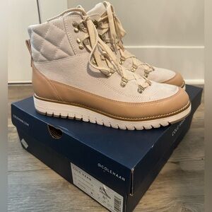 LNWB Cole Haan Women's Ellisa Cream & Tan Winter Boots
